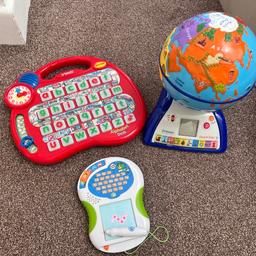Various fun interactive toys for learning the alphabet, telling the time, how to write letters and about the different cultures of our world. 
In good used condition & with working batteries. Sold as seen. Collection only from SE3 near Charlton Lido