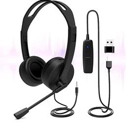 BRAND NEW ONLY £12!
USB Headset with Microphone, USB/3.5mm Jack 2-In-1 Computer Headset with Noise Cancelling & Audio Controls for Laptop Tablet