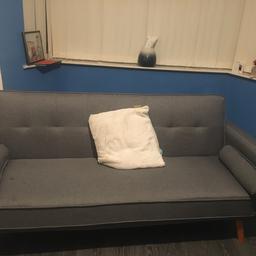 Grey sofa bed with cushions only 3 weeks old no longer need brown legs stunning sofa bed  need gone collection only