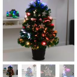 studio 2ft fibre optic potted xmas tree plus star design lights and tree topper brand new in packaging