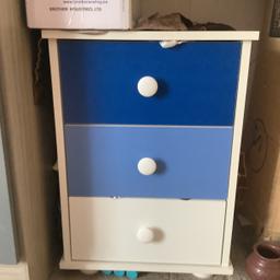 Dark blue/light blue/white bedside drawer. Brand new in box. No delivery collection in person. Cash only