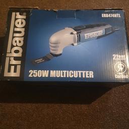 Erbauer 250W Corded Multicutter
New and Unused.
230volts complete with 3 metre lead
Complete with protective carry bag,
1 x wood accessory cutter blade and accessory box to store additional accessory heads and cutters.

Outer cardboard box has only been opened to take photos.

Collection from Walsall WS3