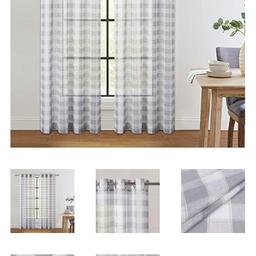 Package Includes :2 Panels buffalo plaid sheer curtains.Each panel measures 46 Inch wide by 54 Inch long.One of the grommets' inner diameter is 1.6".

Rustic & Contemporary: Buffalo check window panel updates the look of your home instantly in a unique way. It is extremely versatile and will liven up any home décor. Geometric plaid design blends beautifully with the curtain, adding subtle texture to any room.

All Seasons: Decorating for modern farmhouse style, French country style, for Christmas, Thanksgiving day, family party, picnic party.

Quality Material: The plaid curtain panel is made from premium linen texture semi sheer fabric, breathable, durable and long-lasting, allow the soft light penetrate in, block the unwanted light, while providing privacy.

Care Instructions: Machine washable in cold water, gentle cycle and tumble dry low. Light iron if needed. No color fading. No unravelling after washing