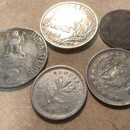India 1994 2 rupees
France 1954 100francs
Rhodesia 1964 6d/5c
Iran 1970 2 rial
Italy 1861 2 centisimi
