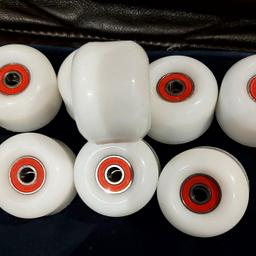 Brand new  set of 8 Sport skateboard wheels 50mmX35mm 83a soft cruiser wheels white. Fast and quiet, high speed precision 608RS ABEC-9 double rubber shield ball bearings which is the higher level bearings in 608 bearing.
Collection from Lewisham SE13 5HN. Can be mailed for an additional cost for postage.
