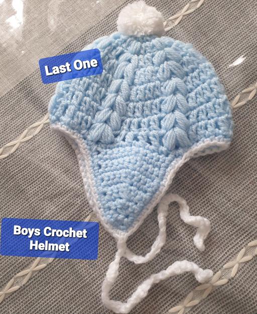 Buy & Sell West Midlands Solihull - Photos for Baby 0/2 m Crochet Helmet Blue White ONE ONLY