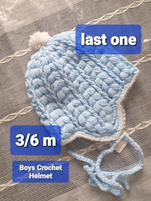 Buy & Sell West Midlands Solihull - Photos for Baby Crochet Helmet 3/6 m Blue White LAST ONE