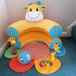 Mothercare Sit me up Cosy Inflatable Playnest/Playring. Included are a matching Mothercare soft chiming ball, a small hard plastic giraffe rattle, a large plastic giraffe rattle and a hand held twisty toy. All in great clean condition, from a pet and smoke free home.
Collection from Walmley, Sutton Coldfield, B76 1QZ.