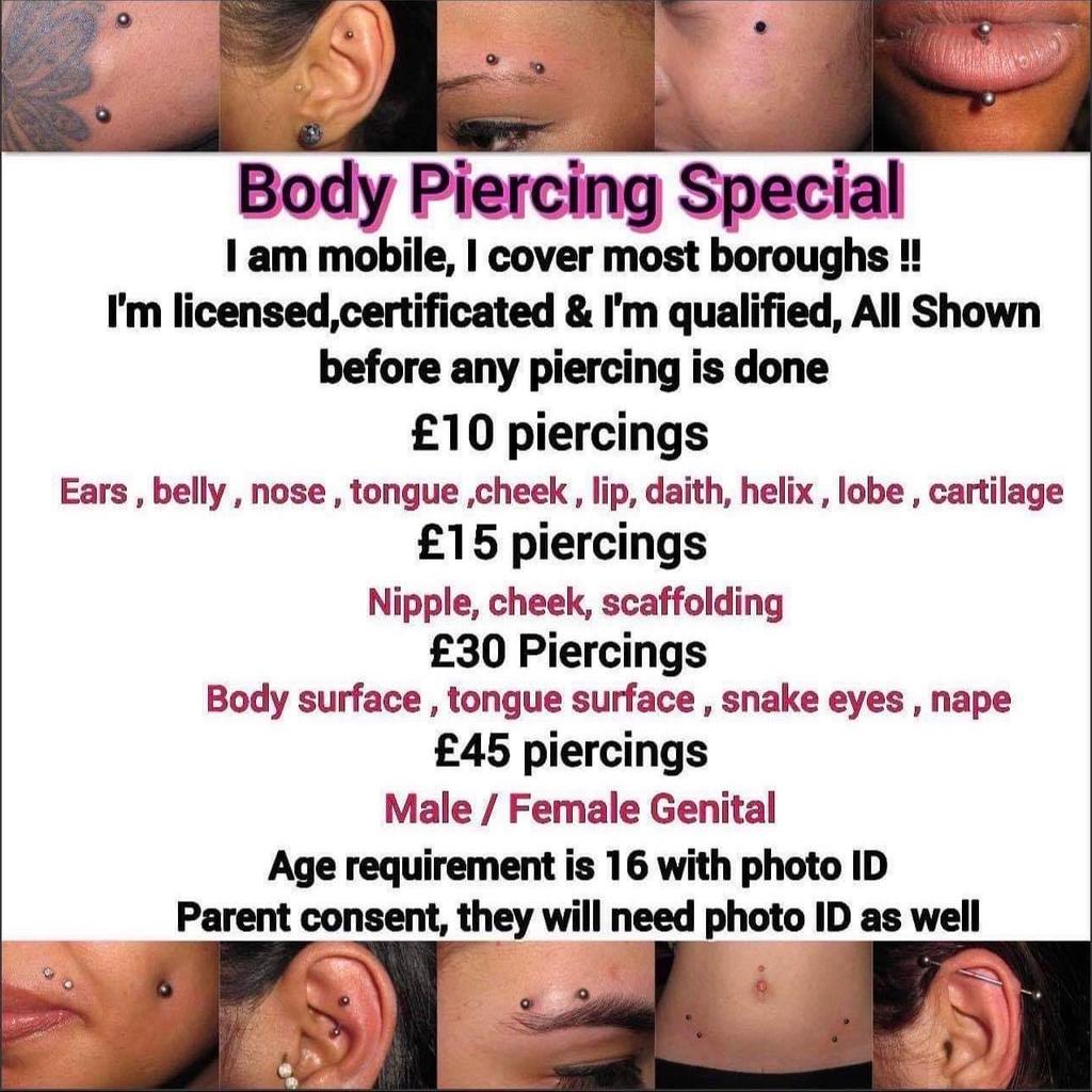 Mobile body piercings in London Borough of Barking and Dagenham for ...