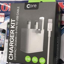 Core Single Compact Charger Kit for iPhone 2.1A

Single USB power adaptor

1 metre Lightning to USB cable

Connection: Lightning to USB

USB ports: 1

Cable length: 1 metre

Power: 5V 2.1A

For all iOS devices with a Lightning to USB connection

Compatibility: iPhone: 5, 5c, 5s, SE, 6, 6 Plus, 6s, 6s Plus, 7, 7 Plus, 8, 8 Plus, iPhone X, XS, XR, 11, 11 Pro, 11 Pro Max, SE 2020
iPad: Retina display, mini, mini 2, Air, air 2, mini 3, mini 4, Pro
iPod: nano 7th gen, touch 5th gen 16/32/64GB, touch 6th gen
All other IOS devices with lighting connector

NO POSTAGE AVAILABLE, ONLY COLLECTION!

Any Questions....!!!!
***
Please Feel Free To Contact us @
0208 - 523 0698
10:30 am to 7:00 pm (Monday - Friday)
11:00 am to 5:30 pm (Saturday)

Mobilix Fone Lab Chingford
67 Chingford Mount Road,
Chingford , London E4 8LU