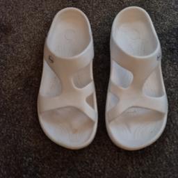 white sliders worn once so like new croc material size 4 pick up hindley FREE