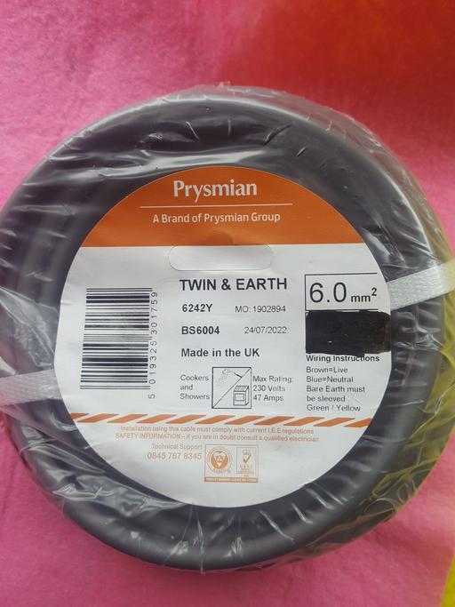 Buy & Sell Acton West London - Photos for Cable for cookers and showers 6.0mm2.