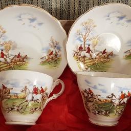 Vintage English Bone China Tea Set
2 person
Horse & Hounds
Regency English - Made in England
Cup & Saucer
Nicely boxed and displayed