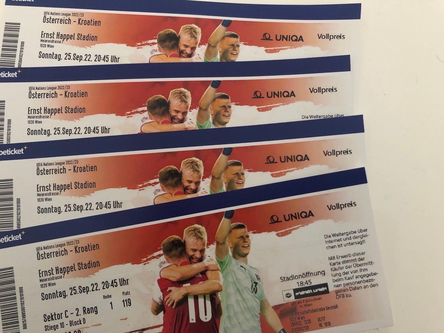 Fußball Tickets Österreich vs Kroatien in 5274 Burgkirchen für € 50,00 zum Verkauf Shpock AT