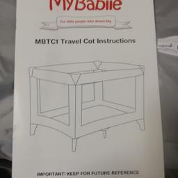 New Box unused Cot My Baby travel cot white Cherish Baby ideal for holidays and travel and use at home collection in B9 Birmingham