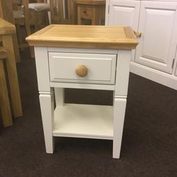 Oak top side table.
With drawer.
Oak and chrome handles supplied.
W40cm x D32cm x H55cm
Only 2 available.
Usual price £149.99 each. Now only £79.99 each to clear.

View by appointment only.

Price Furnishing Victoria Street Goole.

Thanks for looking