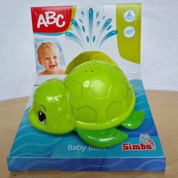New in box.

Simba ABC Bathing Turtle.

 - Bathing turtle - a turtle that can swim on the surface of your child’s bath water
- Turtle squirts a small fountain of water out of his shell
- Rounded design can be held firmly by children
- Makes bath time more fun
- The ideal toy for bath time.