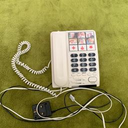 This is a MyBelle 650 Amplified Telephone which is an aid for partially blind or partially deaf people. It has large button numbers and the volume turns to very loud if hold to your ear or as hands free. As you can see in pics, the booklet of instructions come with the phone.
