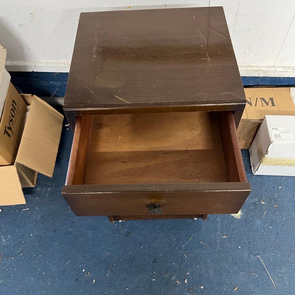 A lamp or bedside table manufactured by Stag, on casters, basically in sound condition but sadly neglected. With a bit of TLC it can be made into a lovely piece. I have priced it accordingly.
Height 70cm, Width 37cm, Depth 33cm