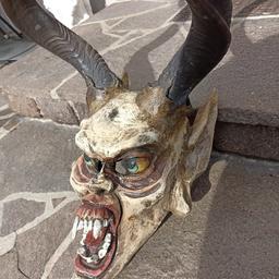 Perchten Maske mit echten kudu hörner