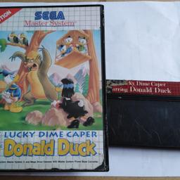 I am selling this Donald Duck, The Lucky Dime Caper Sega Master System game in the original box but unfortunately no instruction book. Also previous owner had scratched their name into the game itself.

I am willing to post in the UK and price will be checked upon request.