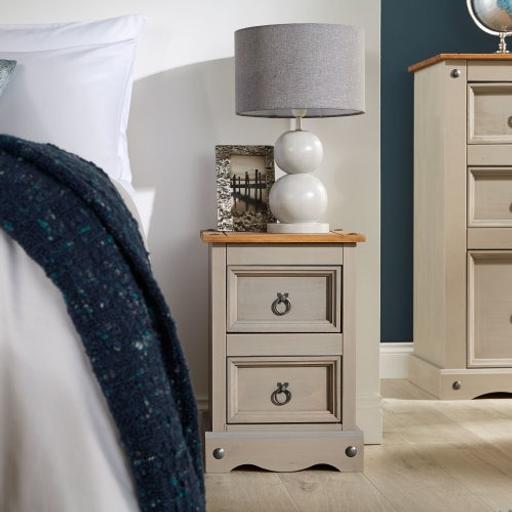 Buy & Sell - Photos for Pine Grey Bedside Cabinet 2 Drawer Bedroom