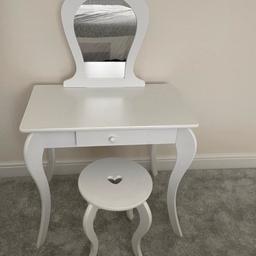 Girls dressing table with mirror and stool. Hardly been used, excellent condition.
