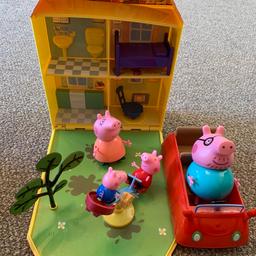 Peppa pig house & car set 
Used but great condition 
Still on sale for £29.99
All accessories shown are included 
Other Peppa pig add ons are  available on separate listing 
Smoke and pet  free home