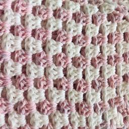 beautiful pink and white hand crocheted blanket. Ideal gift for Christmas. 40cm.