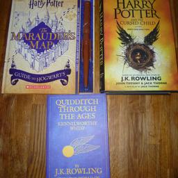 Harry Potter and the cursed child Parts 1 & 2 - Hardback
The Marauder's Map Guide to Hogwarts
Quidditch Through the Ages

In immaculate condition.
From a smoke free home.
Collect from Westerton Road, WF3, near Country Baskets.