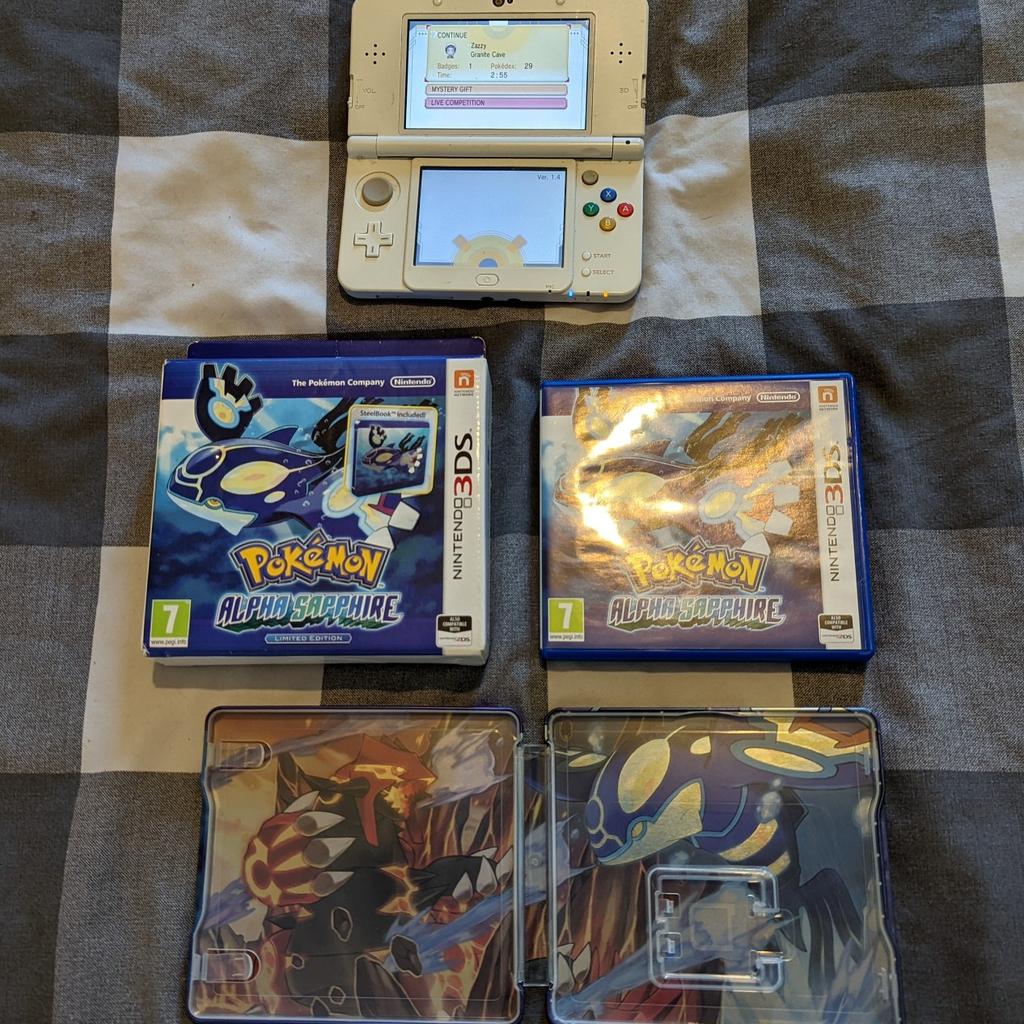 Pokémon omega ruby limited edition. Comes boxed with all inserts and includes the steelbook in excellent condition (minor dents or marks). The box is in good condition (no major bends and minor scuffing to edges). Open to offers on multiple items. Collect or buyer pays delivery.