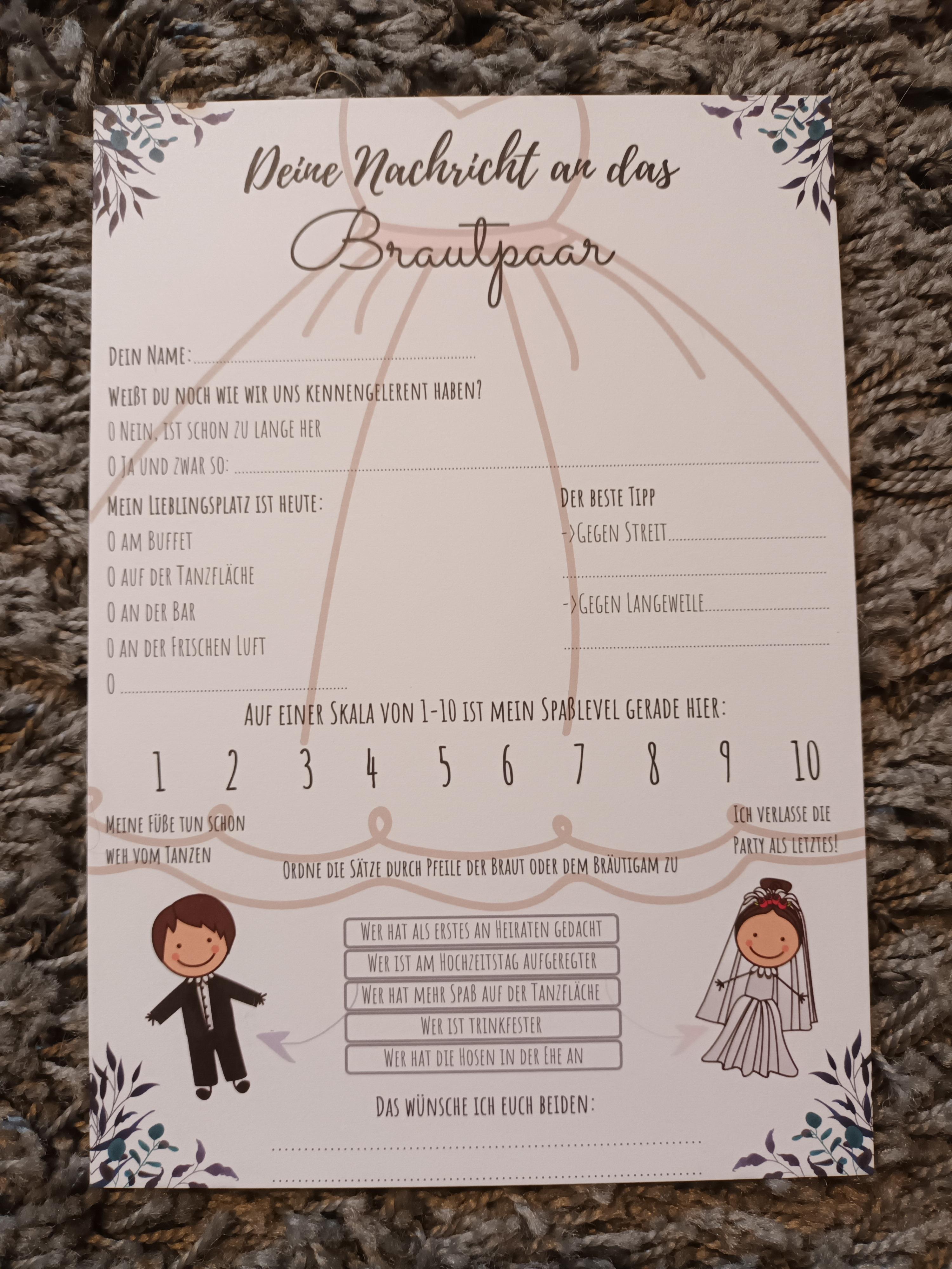 Gästekarte für die Hochzeit zu verkaufen in 68799 Reilingen for €48.00