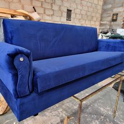 Hi here we have navy suede bed settee for sale, for £165 each. Opens into a bed and storage.

We deliver anywhere in UK please text or call me on 07718075537 to get your delivery quote as £25 is for Birmingham area only.

Sette size -
Length - 6ft 6inch
Wide - 2ft 2ich
32inch tall
Open into a bed is 42inch