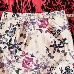 Cotton white/blue/purple flowered lined skirt