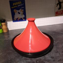 large red tagine conical cooking pot with black bottom, 10" across. only used twice. collection only