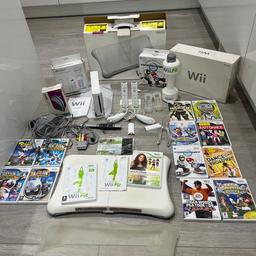 This was my Wii and I purchased lots of games and accessories. It’s now sitting unused and with some items never used. It’s all boxed and so is the Wii Fit Board. There’s probably too much for me to post but if you wish to arrange a courier, I can pack it for collection from my house.

I’m afraid silly offers will be ignored as I’m asking a fair price.