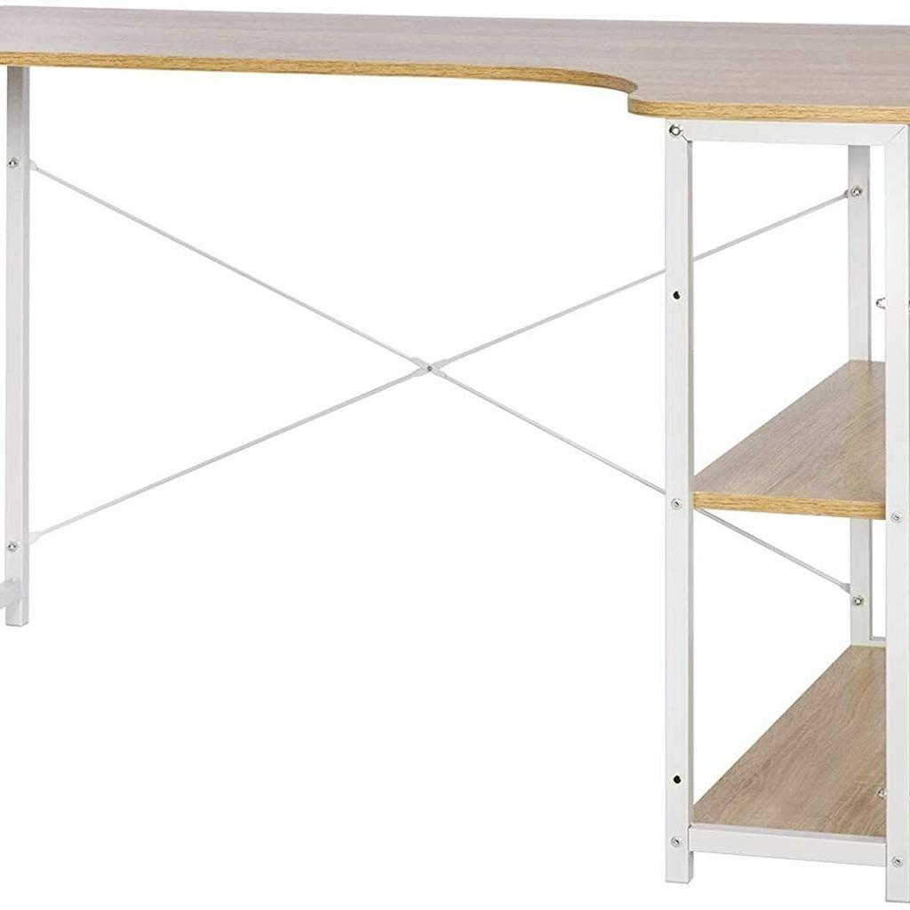 Material of the table top: particle board
Material of the frame: metal
Overall size (LxWxH): 120 x 74 x71.5cm
Load capacity of the table top: about 50 kg
Load capacity of the shelf: about 20 kg
Net weight: about 12.8 kg
Colour: light oak + white
Delivery contents: 1 x desk + 1 x assembly instructions
Please Note: a. The sizes are measured by hand, with tolerance 1-2 cm. b. All decorative items are not included in the delivery.