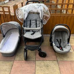 Grey 3in one pram 
comes with rain cover 
6months old 
perfect push! 
perfect condition 
 OPEN TO OFFERS