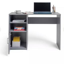 Grey Home Office Desk Storage Shelves Computer Writing Laptop Table.
Hardly used as I work back in the office now. Great condition and looking for a new home. One small scuff captured on the picture. Still selling on Argos for £75.
Happy to accept offers.