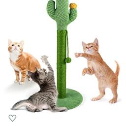 New Cat tall cactus shape heavy duty scratching post. 83 cm tall, ideal height for large adult cat to scratch fully and tone muscles. Wrapped with natural sisal rope, features a dangling bell ball to play! Unused, still in box with instructions and all! Costed £44.99 as it can be seen from the photo (bought on full price) but not longer needed as my friend give me one! Selling it only £35 as it's now discounted in Amazon for £37.99.
Please have a look at my other items for amazing offers as I'm having a wardrobe/house clearance!