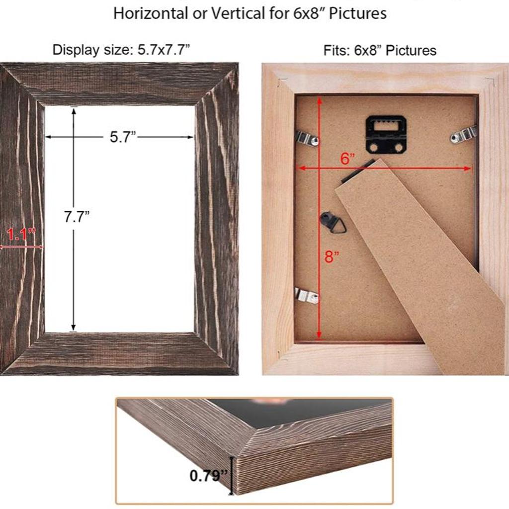 BRAND NEW ONLY £15!!
8x6 Photo Frames, Solid Wood Frame with Polished Glass, Farmhouse Rustic Photo Frames Brown, Set of 3