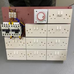 Item 2. Heavy Duty Contactor Timer Board - 16 Socket + 2 Auxiliary Sockets. Used but in good condition. RRP £149.95. Collection only from Gloucester. I have loads of garden equipment available ie. lights/fans/distribution boards (see other items). Any questions please ask.
