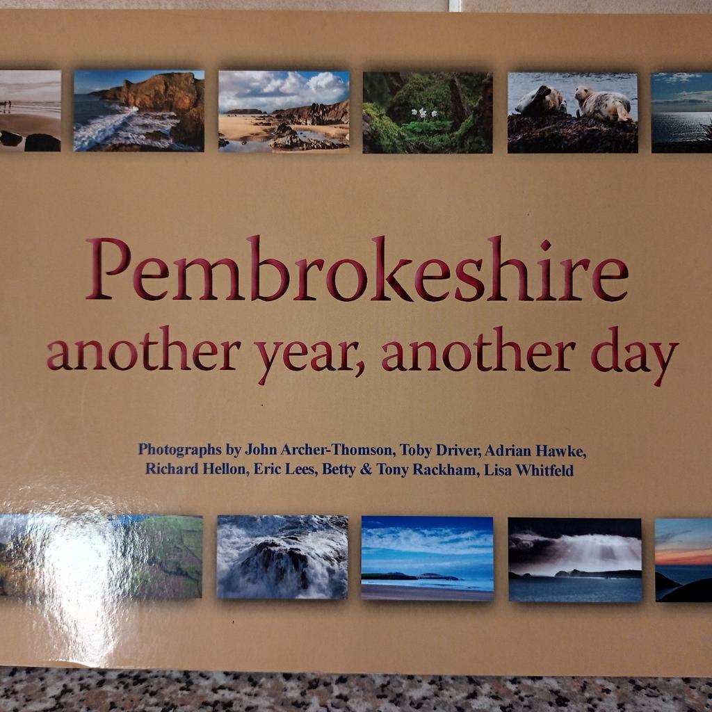 PEMBROKESHIRE ANOTHER YEAR ANOTHER DAY PHOTOGRAPH AND INDEX BOOK
A SUCCESOR VOLUME TO PEMBROKSHIRE A YEAR AND A DAY
THIS BOOK INCLUDES THE WORK OF 8 LOCAL PHOTOGRATHERS WHOSE IMAGES CAPTURE THE COUNTRY IN MANY MOODS AND WEATHER CONDITIONS THROUGH ALL THE SEASONS OF THE YEAR AND THE HOURS OF THE DAY
SUBJECTS ARE STRECHES OF COASTLINE, HISTORIC SITES, THE PRISELI HILLS,THE GWAUN VALLY,TYCANOL AND PENGELLI WOODS AND FLORA AND FUNA SOME BELOW THE SURFACE OF THE SEA
THE QUALITY OF THE PHOTOS IS UNDENIABLE AND DESERVE A LONG LINGERING LOOK
AS A GROOP THEY PRESENT A MOVING POTRAI OF A BUTIFUL COUNTRY
115 PAGES