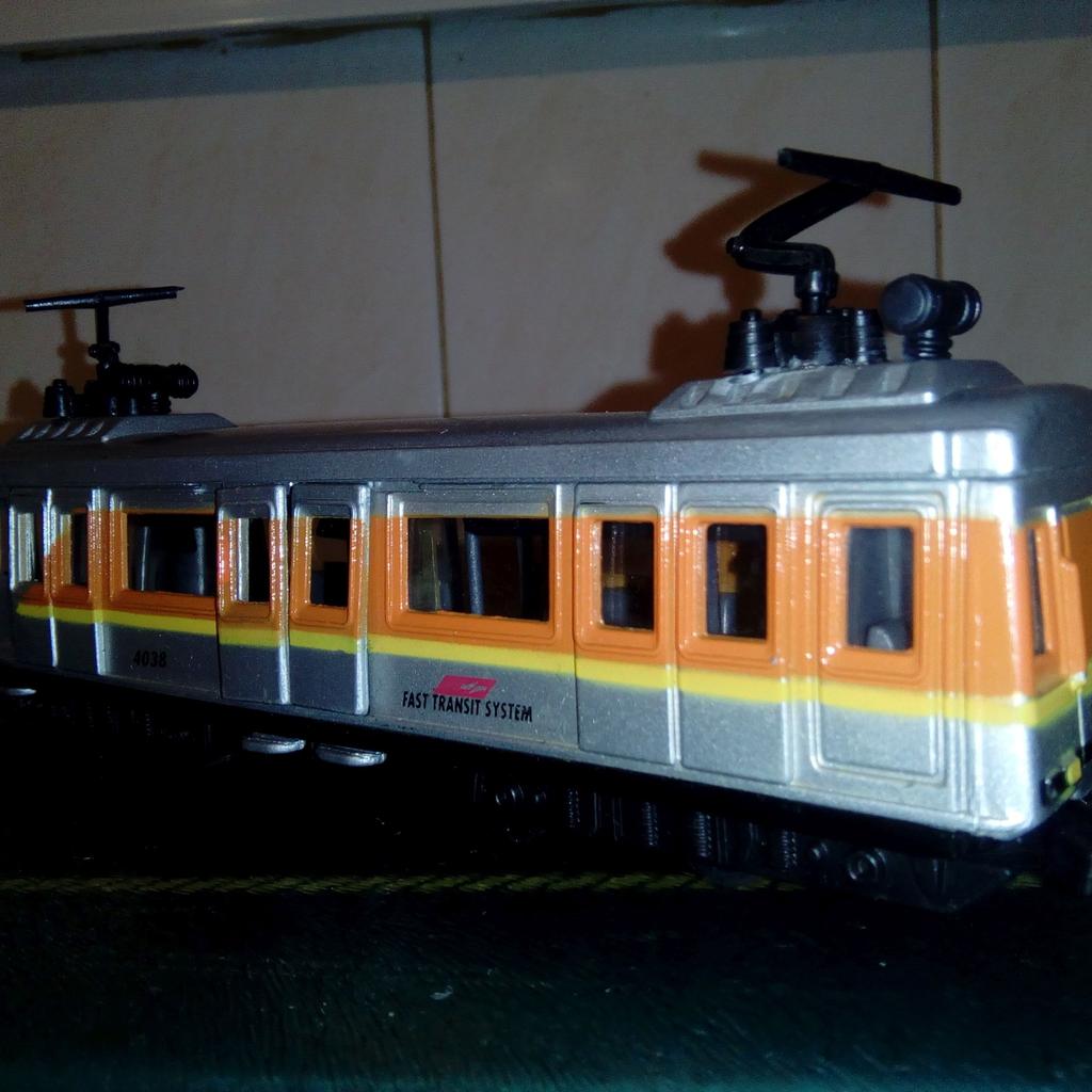 Bought in Turkey, of all places, in 1990, this excellent model was promptly forgotten until recently.

It's approximately to 1:72 scale and is FULLY MOBILE and diecast with sliding doors.

PLEASE NOTE THAT THIS IS A QUALITY, WHEELED MODEL OF AN ELECTRIC TRAIN,
NOT AN ELECTRIC TRAIN ITSELF!

Still rare, though, as I can't see it anywhere on social media.

Two models are available and can be joined together to make a double unit.

PRICE: £12 each or both for £20.

Protective packaging and RECEIPTED postage just £3.69 for one or both.
OR
collect from Old Hall, Warrington (near Gulliver's World) if preferred
(01925) 630418