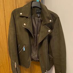 New look khaki biker jacket in suede. In excellent condition size 10.