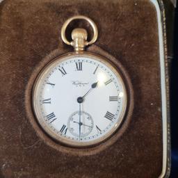 stunning 9ct gold pocket watch by waltham USA in perfect working order does show age related marks