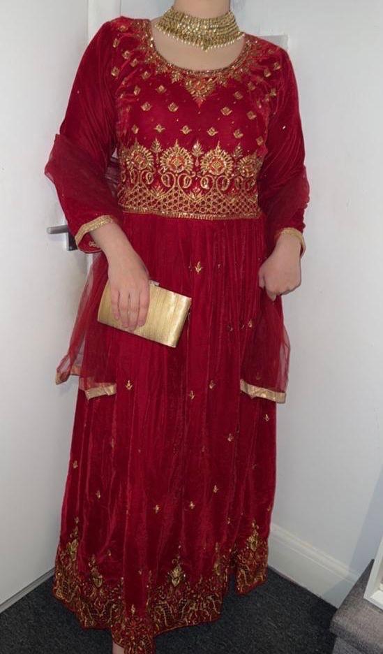 Red/Gold Velvet Afghan/Indian Maxi Dress in NW4 London for £45.00 for