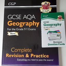 CGP GCSE AQA Geography Complete Revision & Practice for Grafe 9-1 exams.
RRP £10.99.

CGP GCSE Geography Revision Question cards - 95 in total covering the curriculum for AQA grade 9-1. RRP £8.99.

Used but in very good condition.