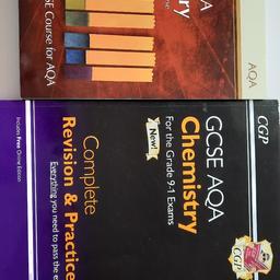 CGP GCSE AQA Chemistry - The Complete Course Texbook (374 pages) RRP 18.99.

CGP GCSE Chemistry Complete Revision & Practice. RRP 10.99.

Both in very good condition.