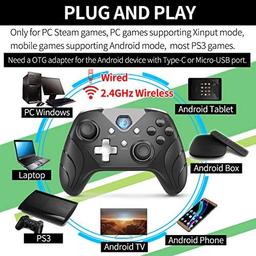 IFYOO X208 2.4G Wireless And Wired Gaming Controller USB Gamepad Joystick For Computer & Laptop (Windows 10/8/7/XP, Steam), Android and PS3 -Black&Silver